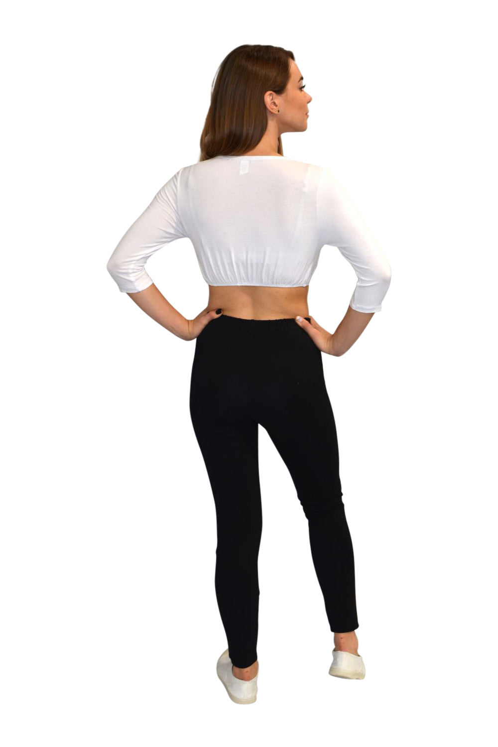 3/4 Sleeve Cropped Layering Shell in Viscose Spandex - Women's and Plus Sizes