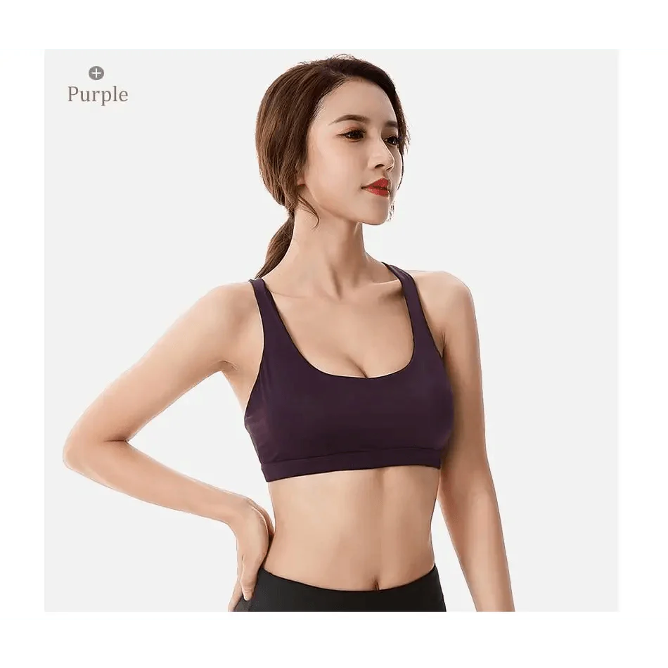 New Elegance Fitness Sports Bra for Women Push Up Wirefree Padded Crisscross Strappy Running Gym Training Workout Yoga Underwear Crop Tops