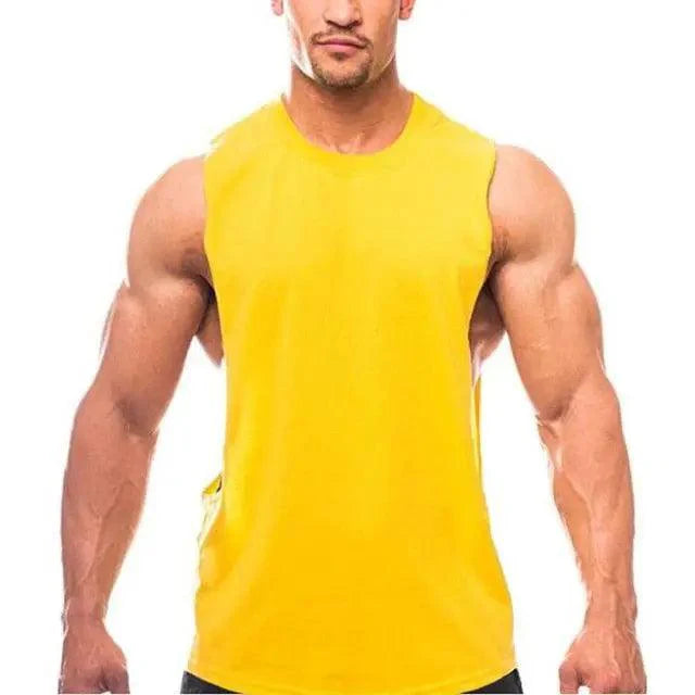 New Sport Plain Shirts For Men Bodybuilding Singlet Gyms Shirts Sleeveless Shirt Blank Fitness Clothing Sportwear Muscle Vest Men's Fitness T-Shirt Round Neck Sleeveless Vest Stretch Solid Color Fitness Sports Shirts